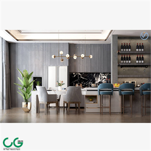 Modern marble bar table and chairs 3d model